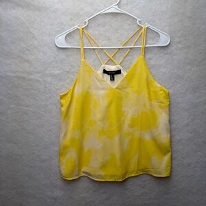 VERO MODA Women's Tie Dye Strappy Racerback Tank Top Yellow Size Sm